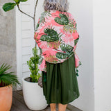 large-womens-scarf-pink-green-palm-leaf-design