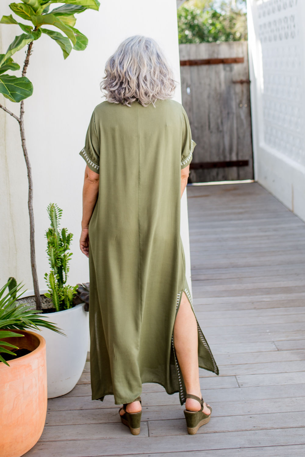 long-kaftan-dress-army-green-white-embroidery-back