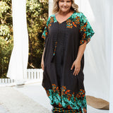 long-kaftan-dress-black-polka-orange-green-floral