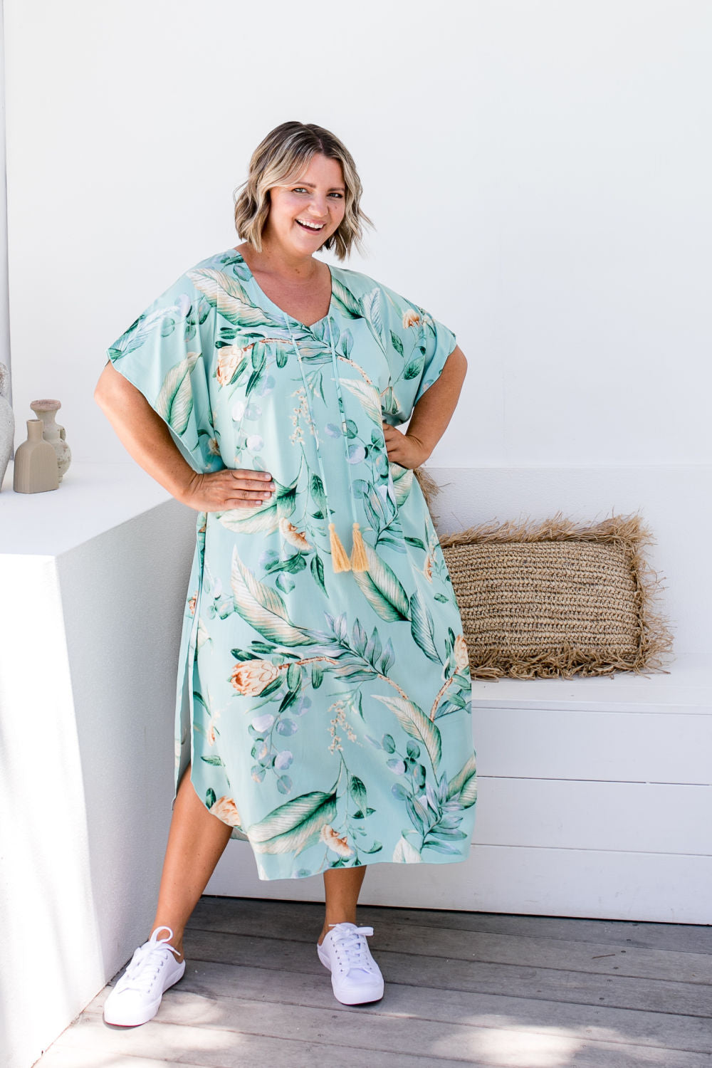 long-kaftan-resort-wear-dress-green-grey-caramel