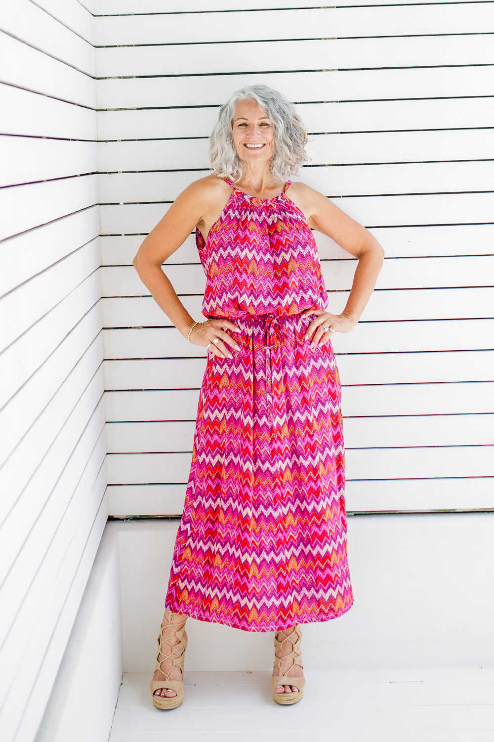 maxi-dress-red-chevron-design