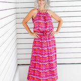 maxi-dress-red-chevron-design
