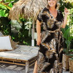 maxi-kaftan-dress-bamboo-leaf-print-resort-wear