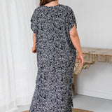 maxi-length-kaftan-dress-paisley-black-grey-plus-size