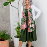 oversized-womens-scarf-pink-green-palm-leaf-design