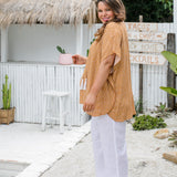 plus-size-kaftan-top-caramel-polka-dot