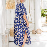 Blue Sunflower Long Kaftan Dress