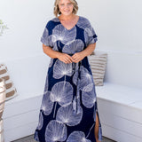 plus-size-long-kaftan-dress-resort-wear-blue-white-fan-print-design