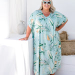 plus-size-resort-wear-kaftan-dress-protea-flower-green-grey-caramel