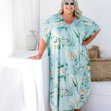 plus-size-resort-wear-kaftan-dress-protea-flower-green-grey-caramel