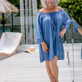 A Little Lace Short Kaftan - Blue