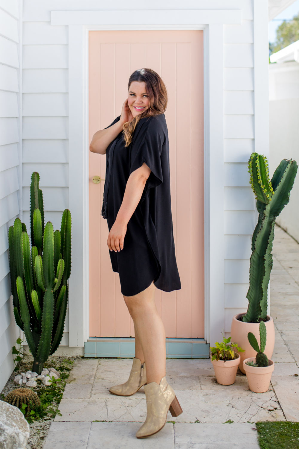 plus-size-short-kaftan-dress-tunic-black