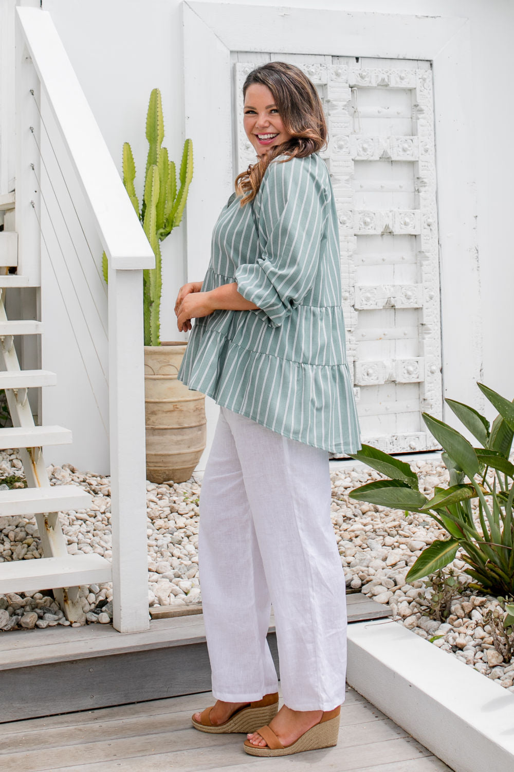 plus-size-summer-top-grey-white-stripe