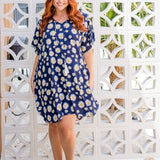 Blue Sunflower Short Kaftan Dress