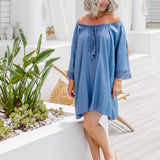 A Little Lace Short Kaftan - Blue