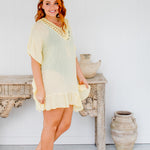 short-kaftan-dress-lemon-ruffle-crochet-neckline