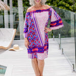 short-summer-dress-off-the-shoulder-blue-floral