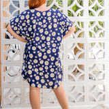 Blue Sunflower Short Kaftan Dress