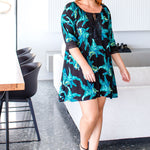 short-summer-kaftan-dress-plus-size-black-green-banana-leaf