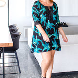 short-summer-kaftan-dress-plus-size-black-green-banana-leaf