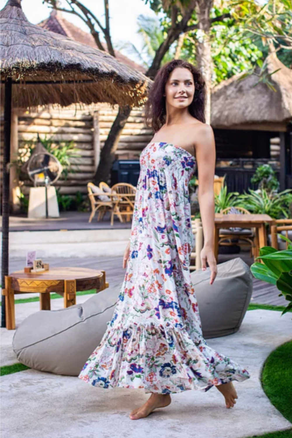 strapless-beach-maxi-dress-floral-design-cream