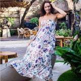 strapless-maxi-dress-floral-design-cream