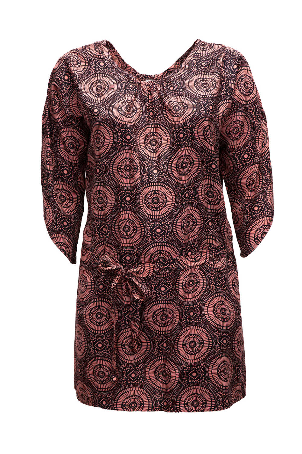 summer-beach-dress-black-terracotta-circle-geometric-design