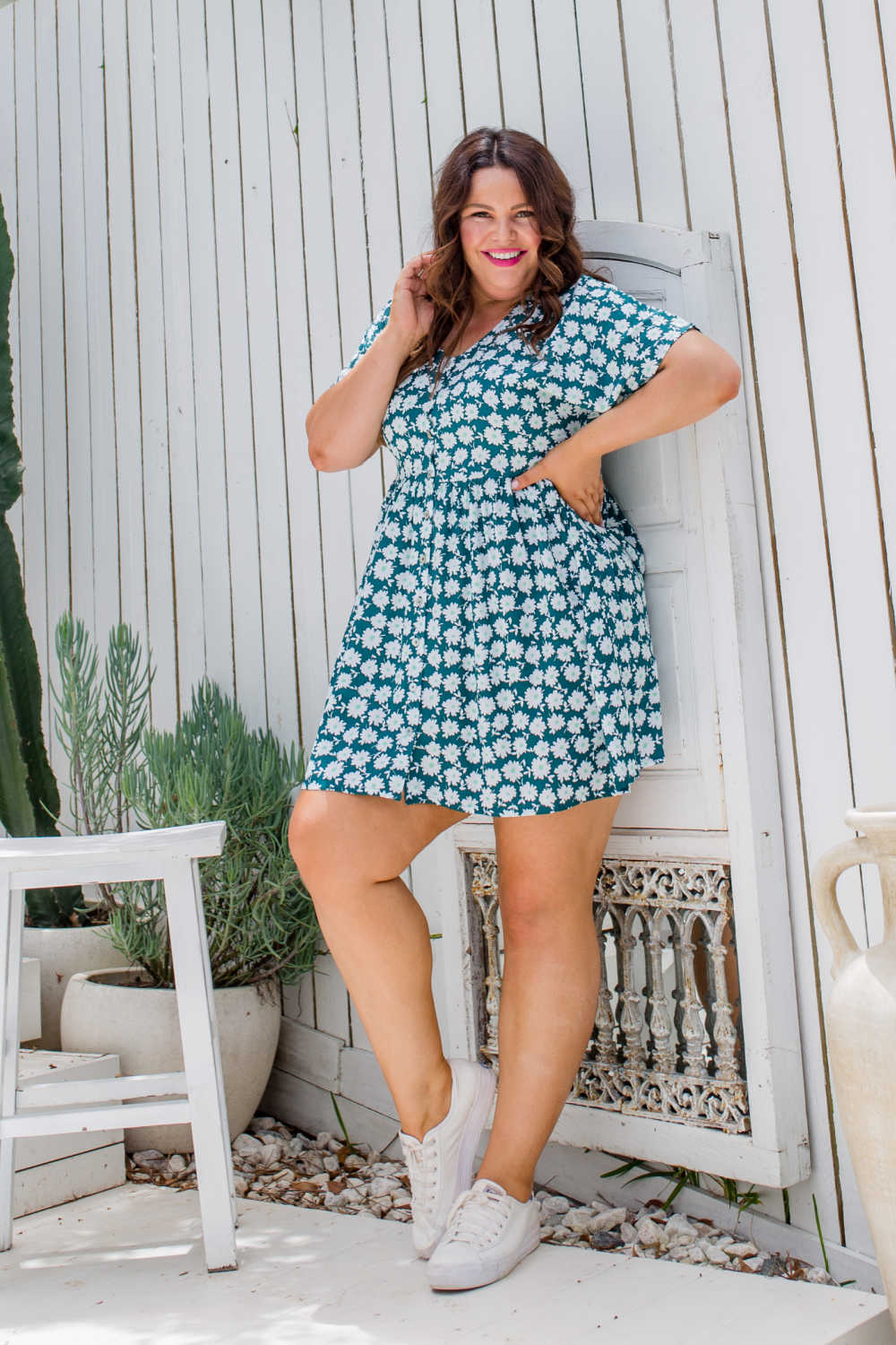 summer-dress-green-floral-daisy-plus-size