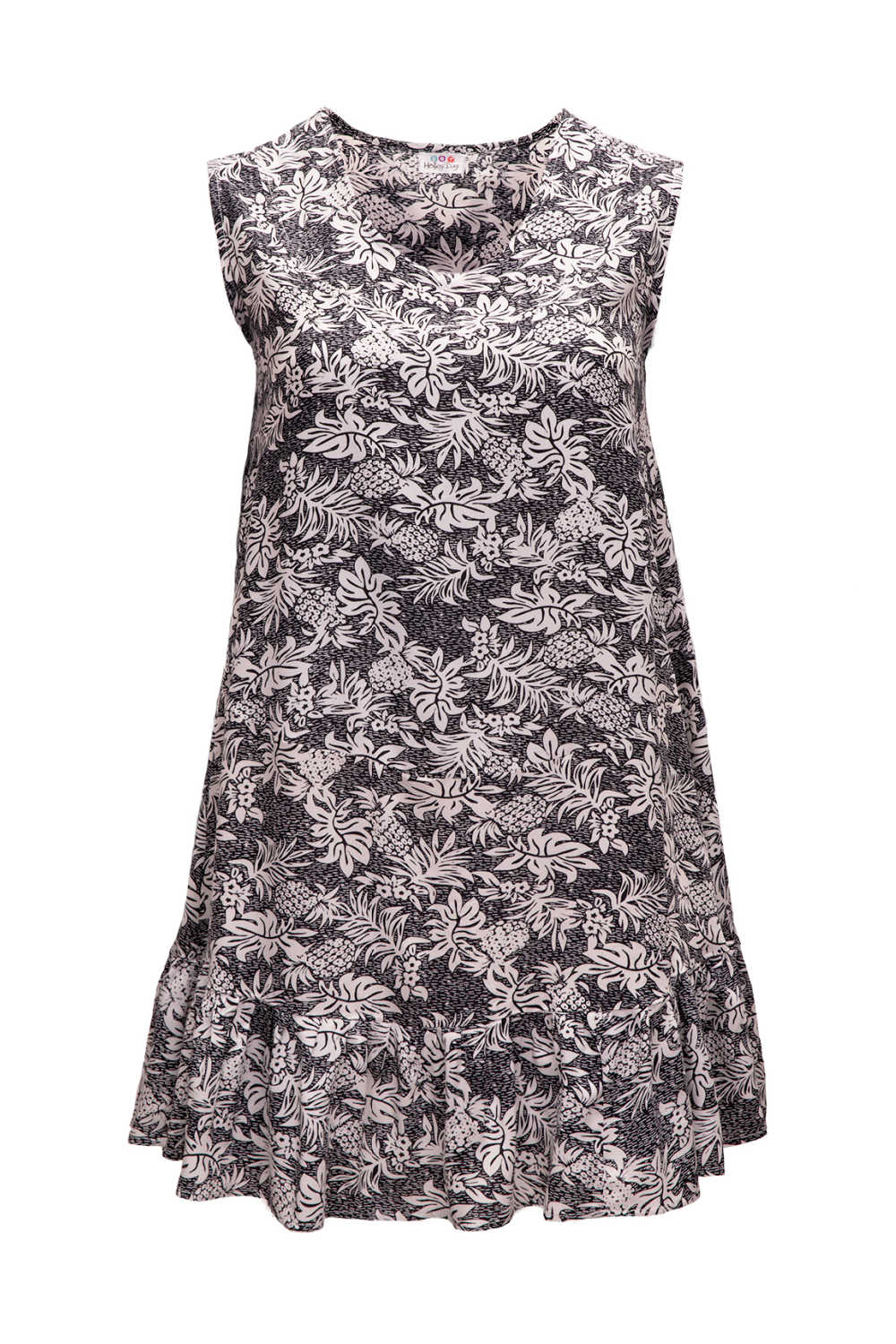 summer-dress-white-black-pineapple-print