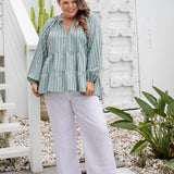 womens-casual-plus-size-summer-top-grey-white-stripe