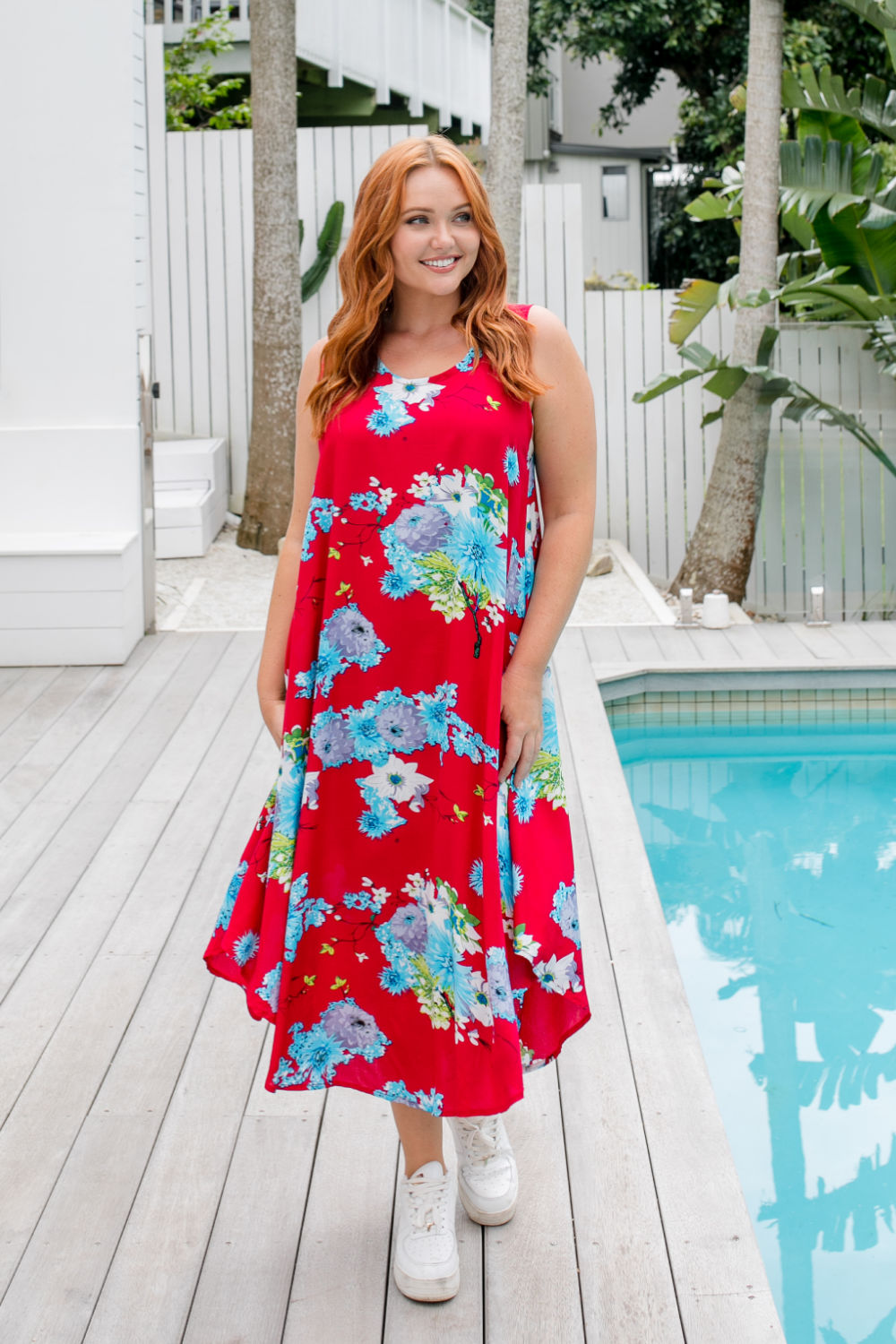 womens-long-summer-dress-floral-dress-red-grey-blue