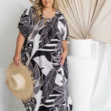 long-kaftan-dress-black-white-palm-print