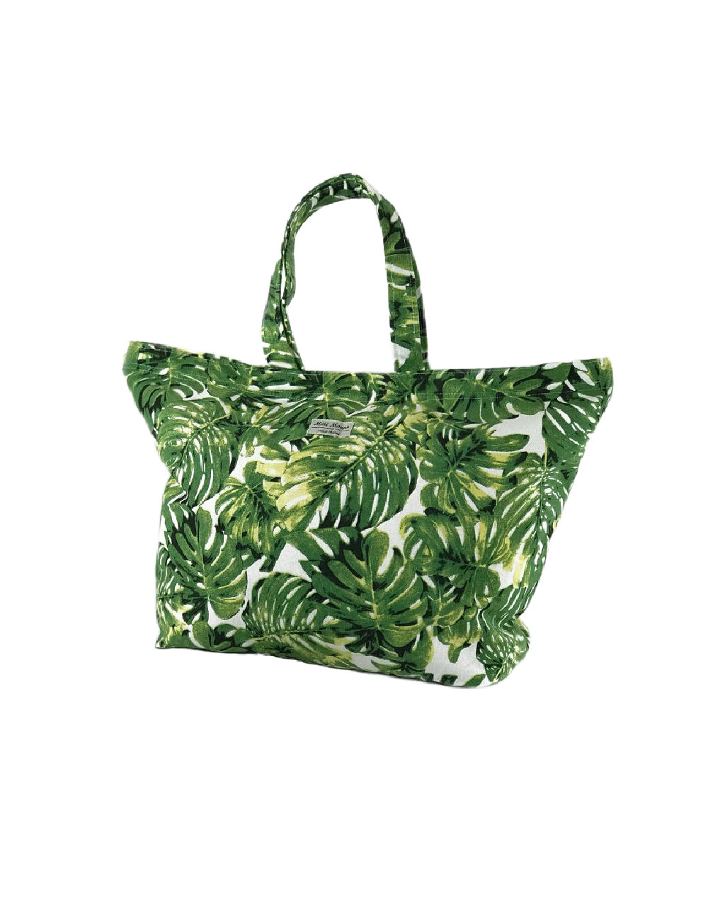 Beach-bag-green-white-palm-leaf-design