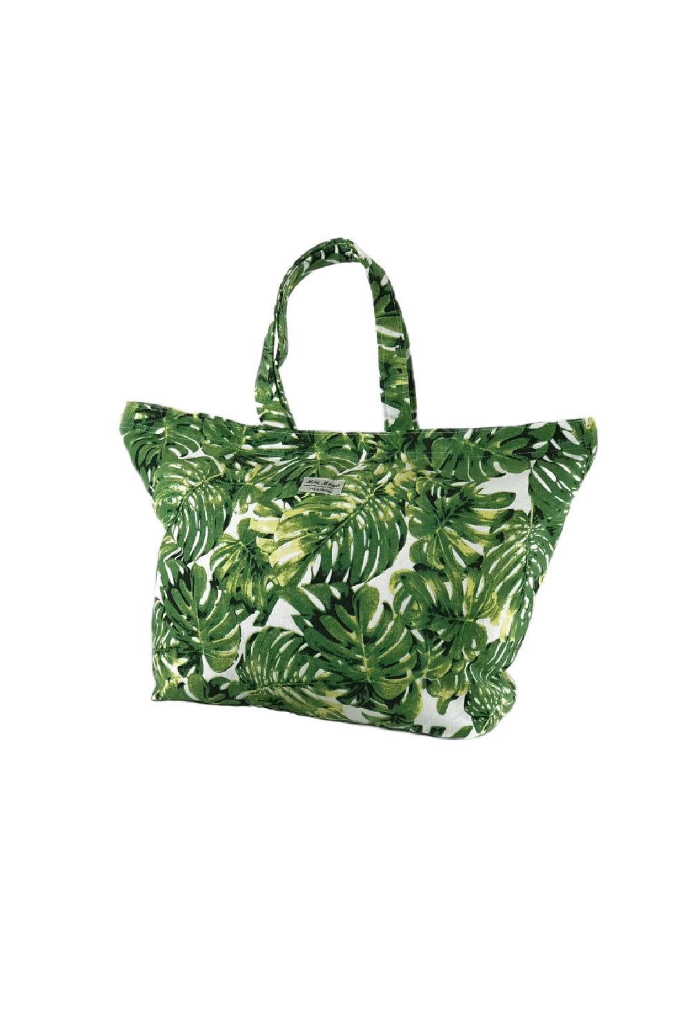 Beach-bag-green-white-palm-leaf-design