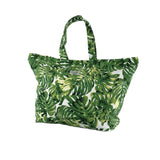 Beach-bag-green-white-palm-leaf-design