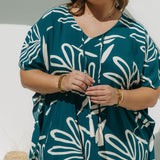 Long Kaftan Dress - Mineral Leaf