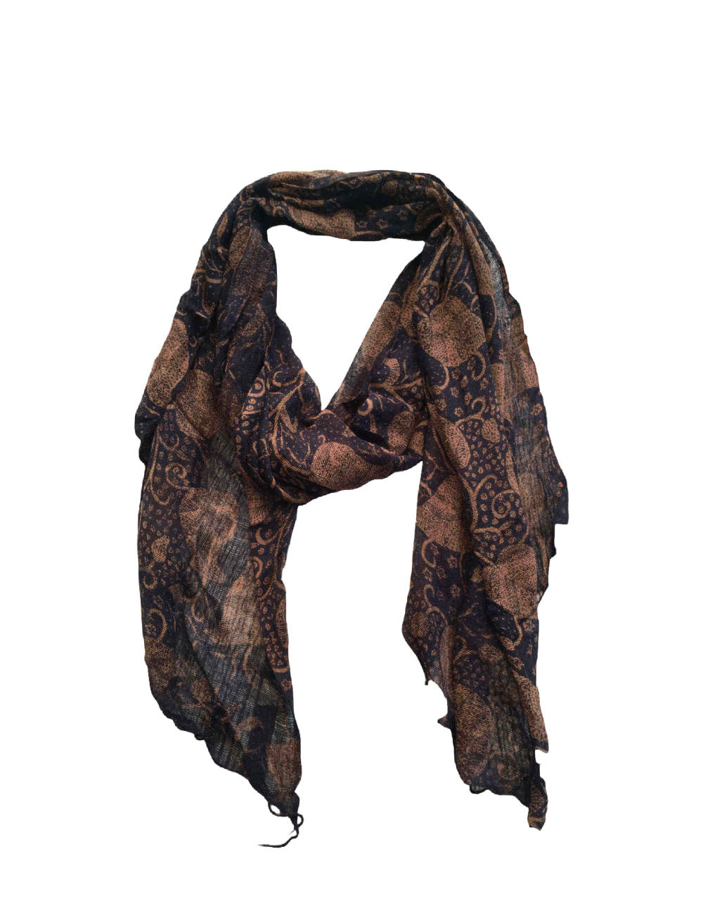 black-scarf-floral-leaf-print-design