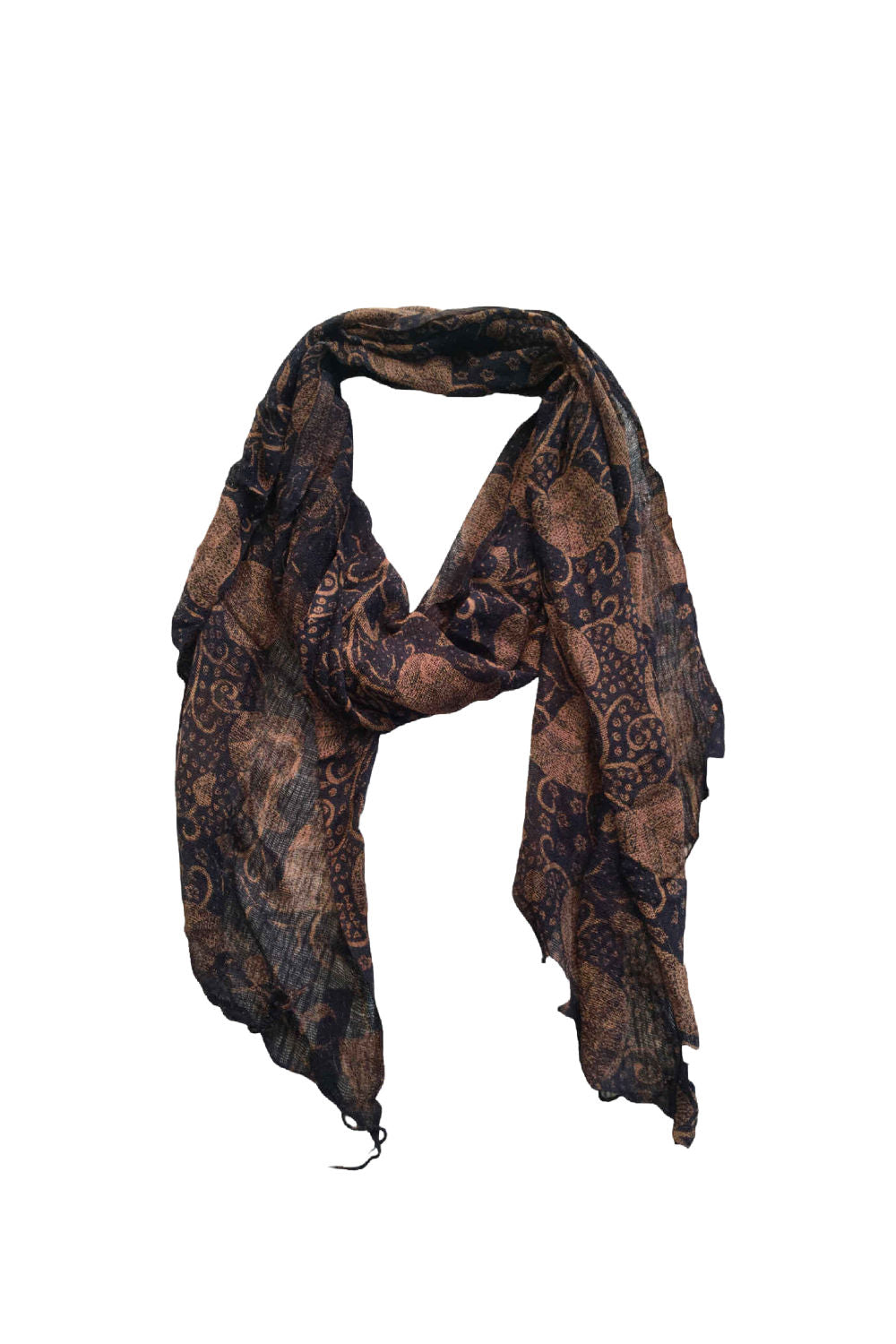 black-scarf-floral-leaf-print-design