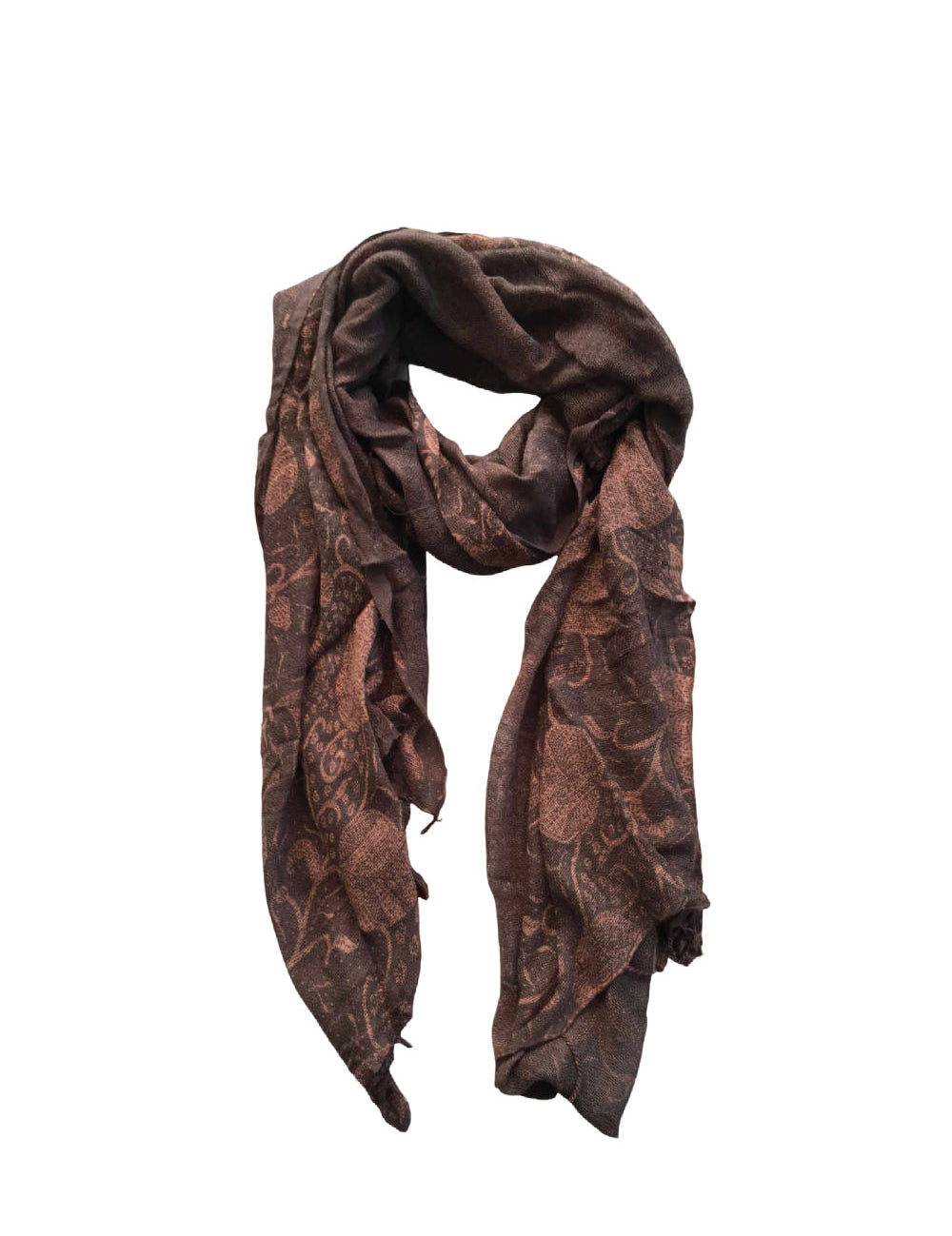 coffee-scarf-bronze-floral-leaf-print-design