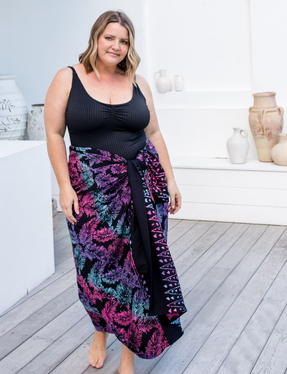    extra-large-sarong-black-pink-blue-purple-leaf-design