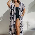 Woman wearing Patchwork Dreams Kimono Duster beach cover up