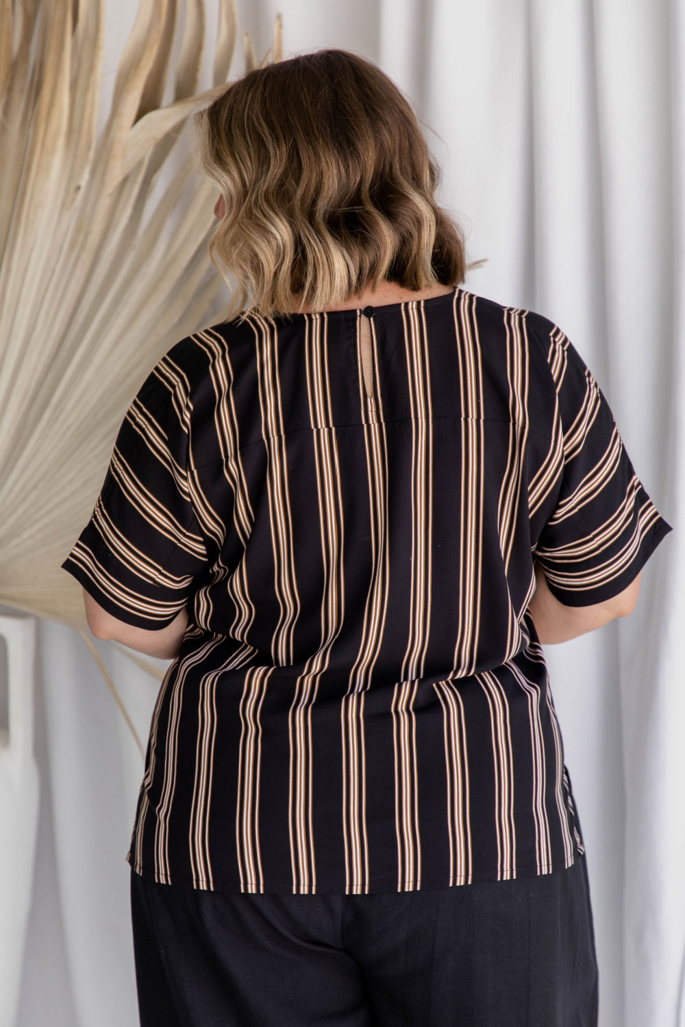 ladies-blouse-top-black-stripe-plus-size