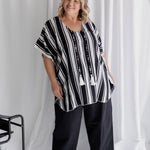     ladies-kaftan-top-black-white-stripe-resort-style