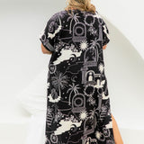 ladies-long-summer-dress-black-off-white-italian-resort-style-design-size-20
