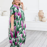    ladies-long-summer-kaftan-dress-emerald-pink-cream-design