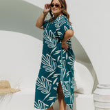 Long Kaftan Dress - Mineral Leaf