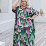     ladies-plus-size-long-kaftan-dress-emerald-pink-cream-design