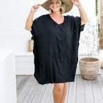 ladies-short-kaftan-dress-black