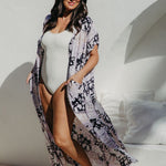 Patchwork Dreams Kimono Duster layered over white swimmers for a fresh, coastal look