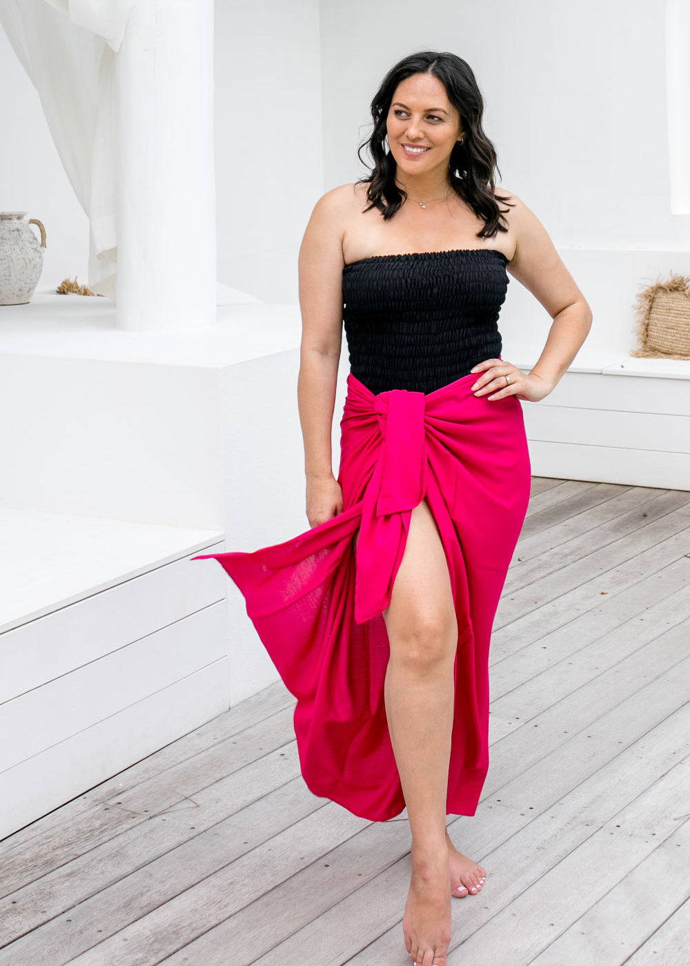    large-beach-sarong-dark-pink-fringeless